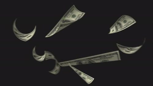 Falling Hundred Dollar Bills Alpha Channel Money Background
