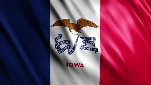 Iowa State Flag Waving with Realistic Fabric Loop