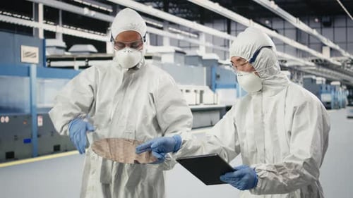 Analyzing Electronic Component Semiconductor and Multiracial Technicians