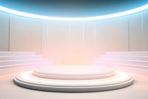 podium Futuristic showcase with platform for product displaying. Empty modern stage display