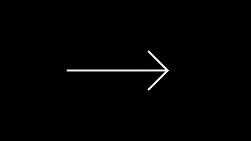 Nano Colleción: elemento de bucle animado de un icono de flecha blanca con tamaño cambiante sobre un fondo negro