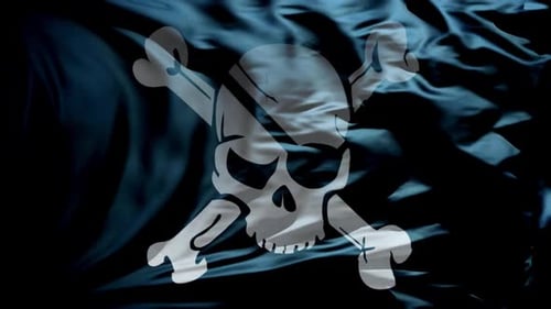 Animated Waving Pirate Flag with Skull and Crossbones