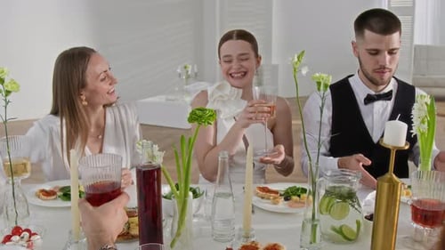 Friends Celebrate at Beautifully Decorated Table