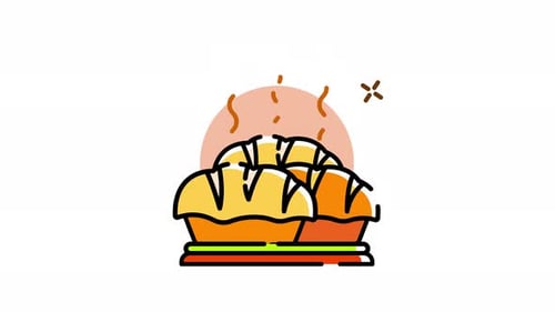 Animated Fresh Baked Bread Flat Design Icon