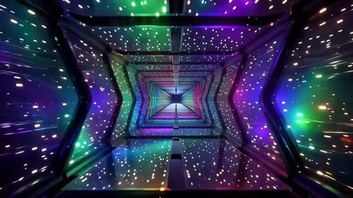 Bunte Sci-Fi-LED-Spiegeltunnelschleife in Sternform