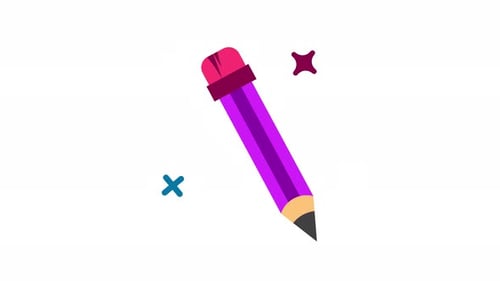 Animated pencil icon . Seamless looping video with alpha channel on transparent background