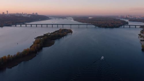 Urban City Scape with Bridges Over the River