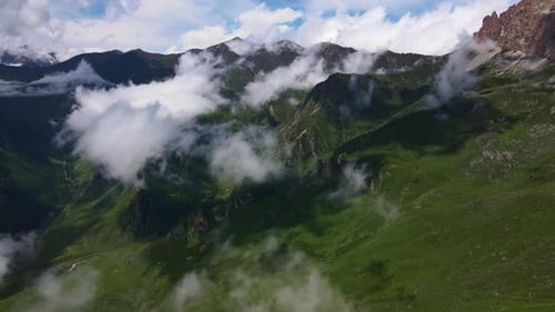 AERIAL A Beautiful Mountain Landscape in the Clouds