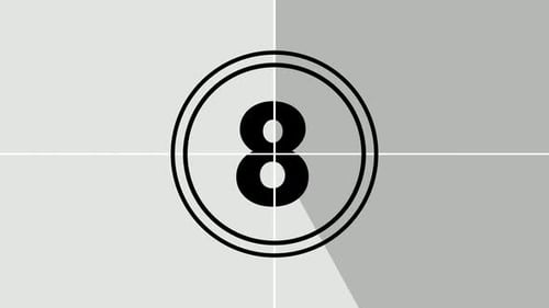 Old movie countdown ten to zero. Film head leader with real-time countdown clock.