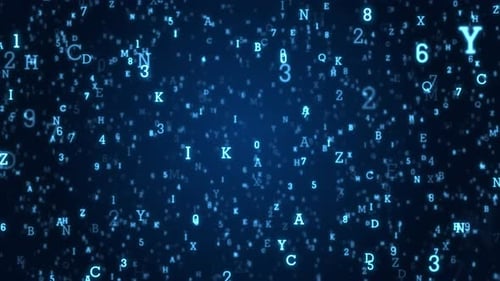 Futuristische Code-Animation mit beweglichen Buchstaben | Digitales 3D-Grid für KI- und Big-Data-Konzepte