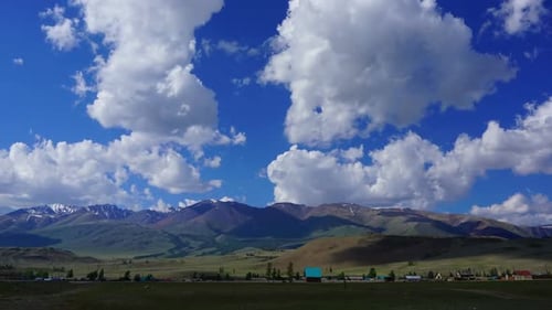 Village Nestled in Scenic Mountain Landscape