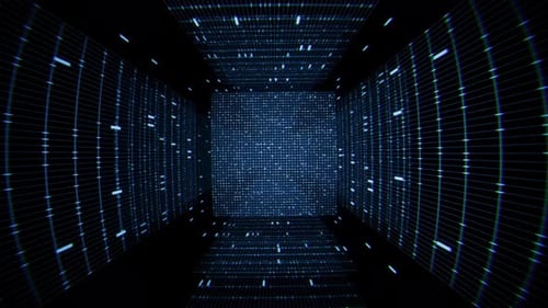 Digital Grid Tunnel Loop Animation