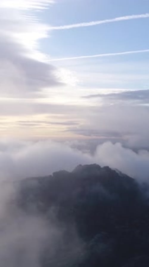 Flying Over Clouds Mountain Landscape Blue Sky Vertical video