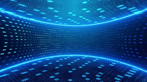 Futuristic Blue Hexagon Tunnel Loop Digital Technology Background