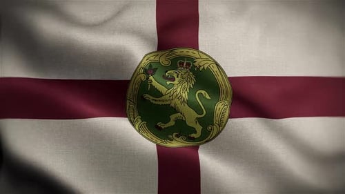 Animated Waving Flag with Ornate Lion Emblem