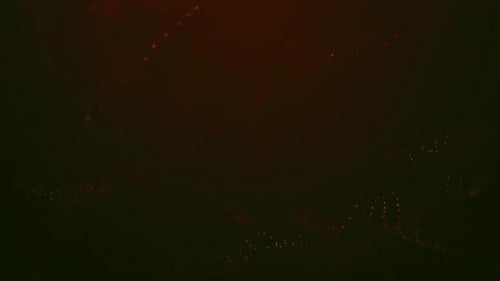 Glowing Particles Waving With Red Light In Space
