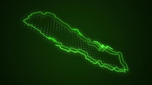 Neon Green Digital Map Outline Pulsing