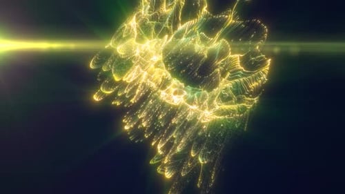 Bright green light vortex with intense illumination, creating a dynamic effect on a dark background