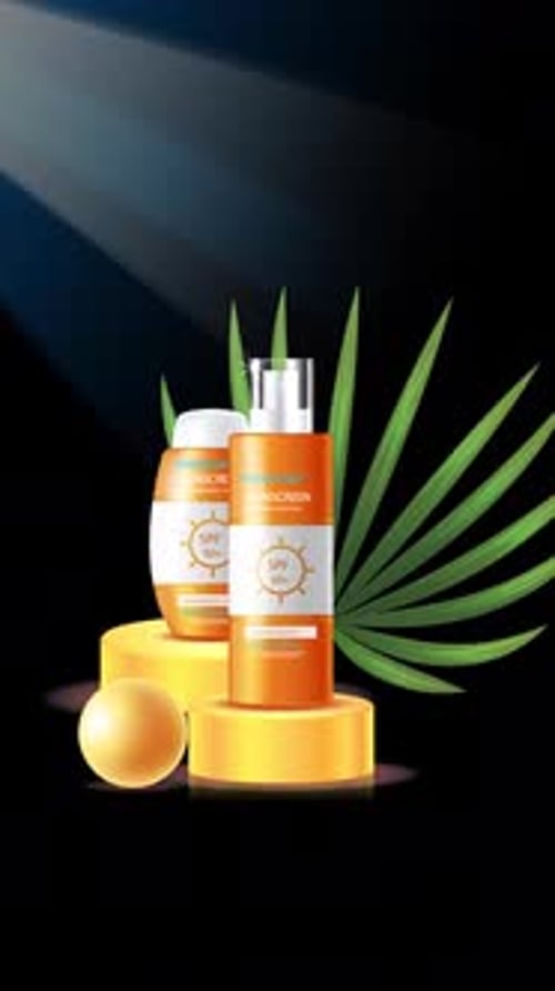 Shampoo And Lotion Product Presentation In Studio Background On Alpha Channel Vertical