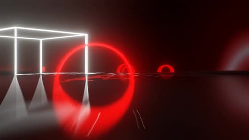 Red And White Neon Glow Race Track Background Vj Loop In 4K
