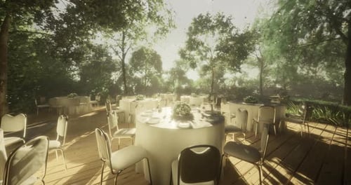 Elegant Outdoor Dining Setup in a Serene Garden Setting During Daylight