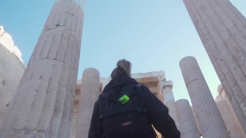 Walking through ancient ruins in Greece.