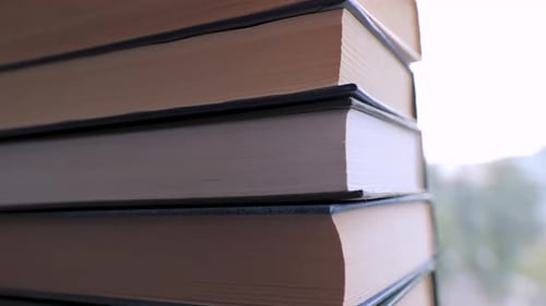 Stack of Hardcover Books in Natural Light