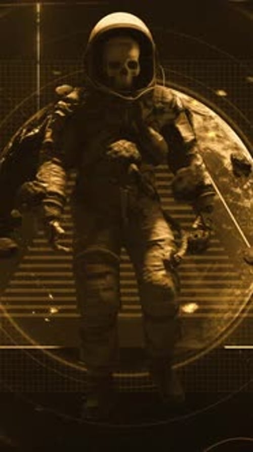 Skull Head Astronaut Old Film Background