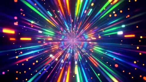 Dynamisches Regenbogen-Lichttunnelschleifendesign mit Hochgeschwindigkeits-Hyperraum-Motiv