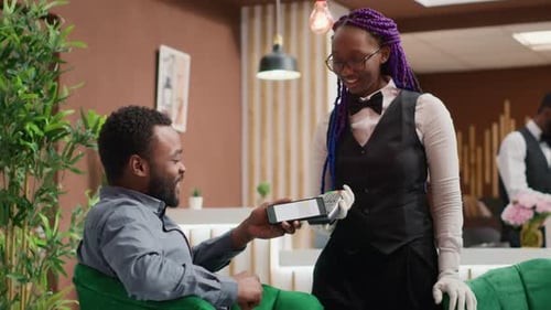 Contactless Payment at Modern Hotel with Digital Signature