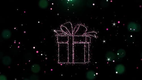 Sparkling Celebration Gift Box Outline Reveal Animation