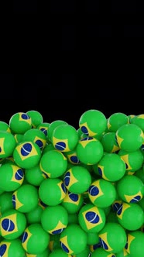Falling Brazilian Flag Spheres Transition