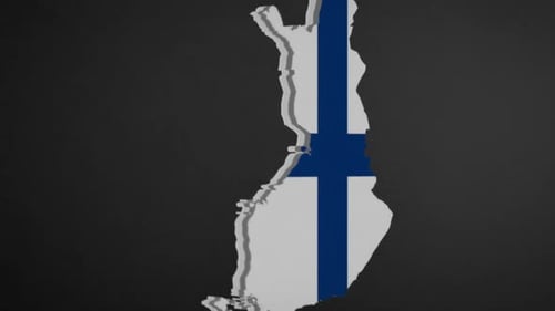 Finland 3D Map Outline with Flag Reveal