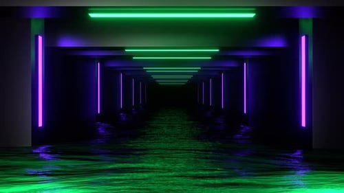 Purple And Turquoise Neon Water Tunnel Background Vj Loop In 4K