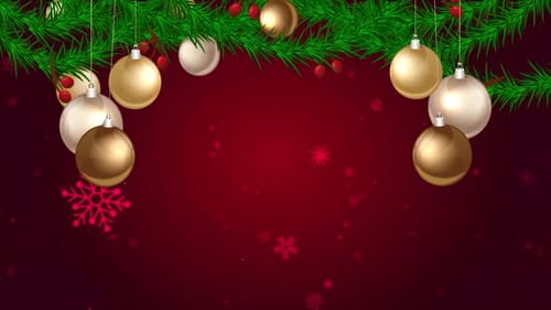 Christmas Tree Branches and Ornaments Festive Background Animation