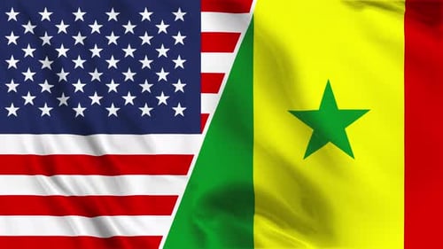 United States and Senegal Flags Waving Together