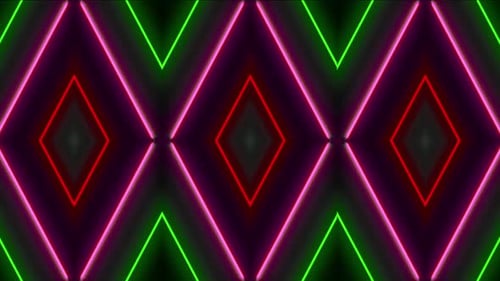 Abstract Neon Geometric Glowing Lines Loop Background
