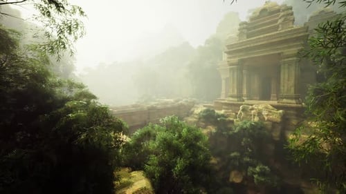 Ancien sanctuaire de la jungle entouré d'un sanctuaire niché dans une nature sauvage luxuriante