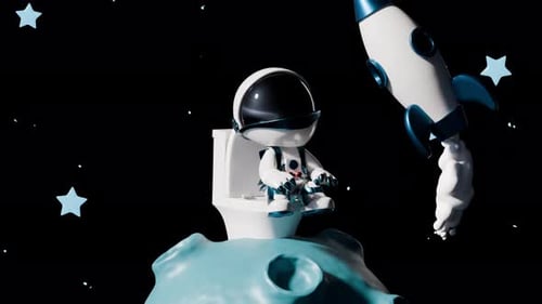Cartoon Astronaut Loop Animation Satisfying Video