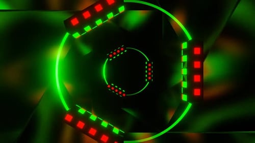 Green And Orange Neon Circle Background Vj Loop In HD