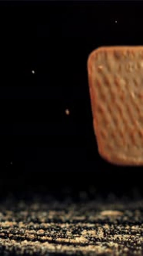 The Cookies Fall on the Table Filmed on a Highspeed Camera at 1000 Fps