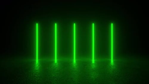 Group of Green Lights in Dark Room