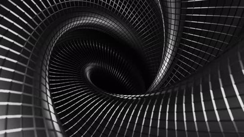Abstract Dark Metal Spiral Tunnel Animation Design
