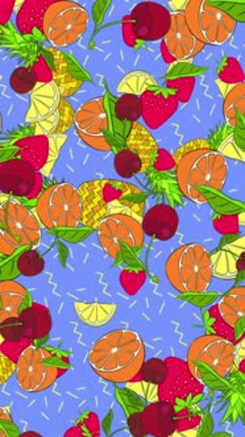 Retro Vertical Falling Fruit Pattern Animation