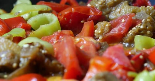 Mix of vegetables cooked in pan