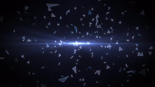 Futuristic Abstract Triangles Flying Tunnel with Blue Light Effect