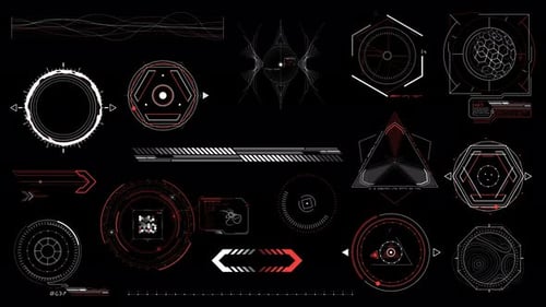 A Set of HUD Elements in Scifi Style on the Alpha Channel