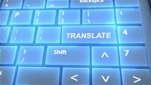 Futuristic Computer Keyboard Translate Text on Key