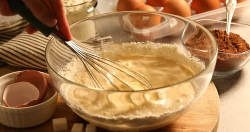 Mixing Batter in Bowl for Delicious Homemade Baking