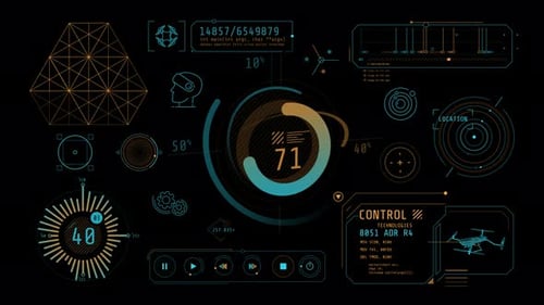 Animation of Infographics About Drones and Virtual Reality on Alpha Channel